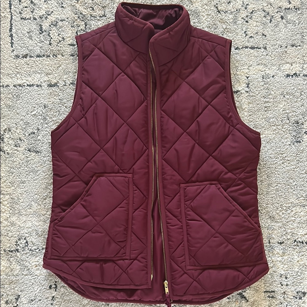 J Crew Quilted Burgundy Vest